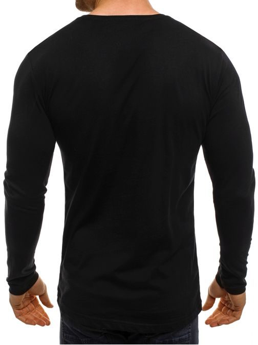 Čierno - šedé tričko s dlhým rukávom a vreckom BREEZY 355