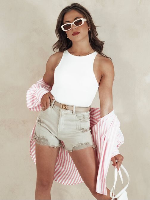 Dámske béžové rifľové kraťasy Popglam