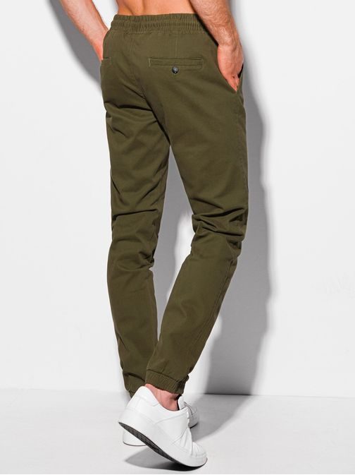 Pohodlné khaki jogger nohavice P1091