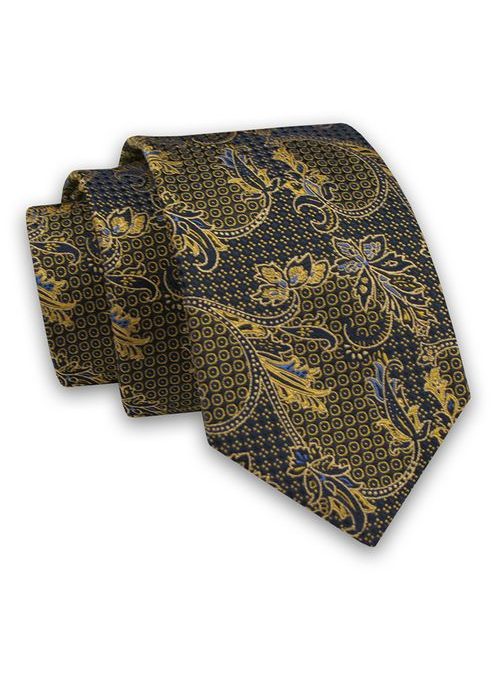 Tmavomodrá pánska kravata - zlatý Orient