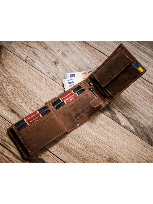 Moderná hnedá pánska peňaženka Peterson