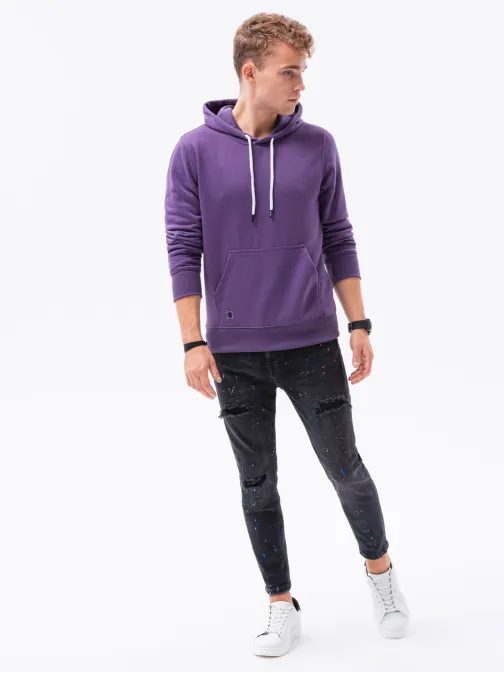 Fialová mikina s kapucňou B979