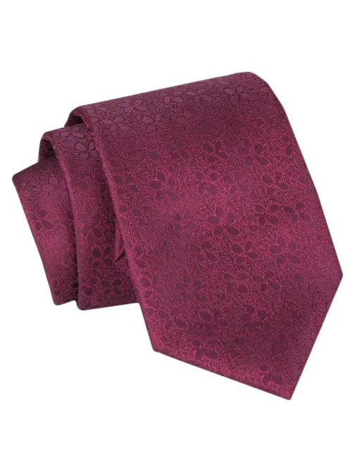 Bordová pánska kravata s kvetinovým vzorom