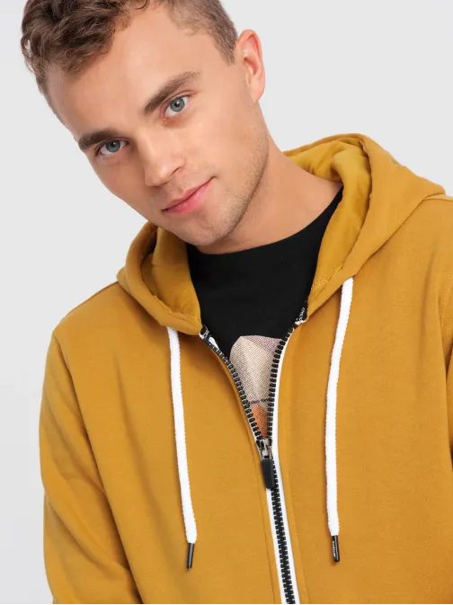 Trendy horčicová mikina na zips V4 OM-SSBZ-0118