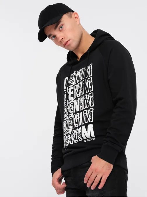 Jedinečná čierna mikina s nápisom denim V1 SSPS-0158