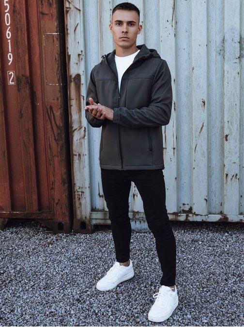 Softshellová pánska bunda na prechodné obdobie šedá