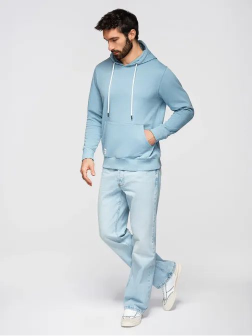 Módna svetlomodrá mikina s kapucňou SSBN-0270