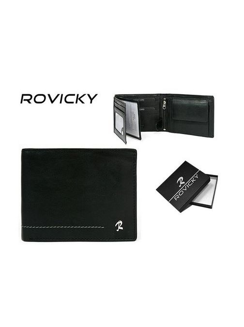 Elegantná čierna kožená peňaženka Rovicky