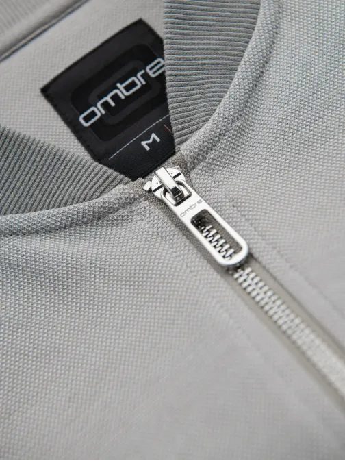 Elegantná sivá pánska mikina bez kapucne v4 om-sszp-0238