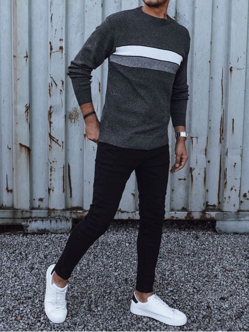 Moderný tmavošedý pánsky sveter