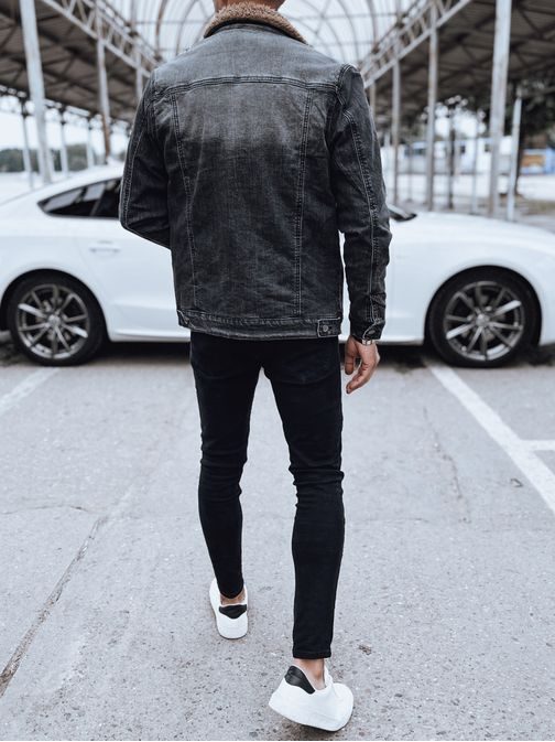 Čierna prechodná zateplená  rifľová bunda