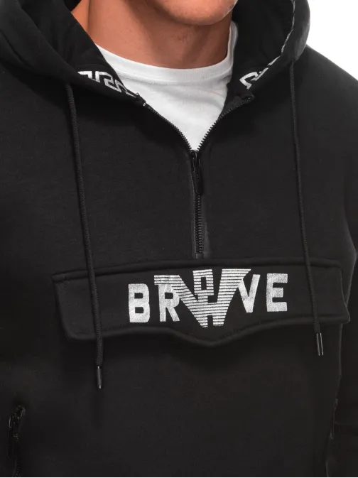 Moderná čierna pánska mikina  B1698