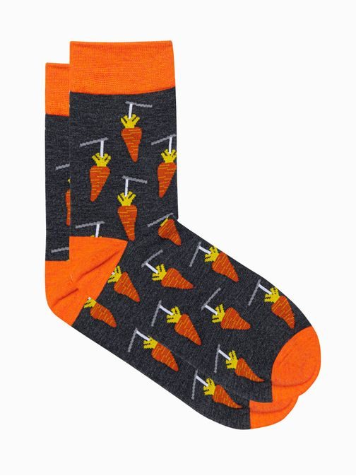 Veselé pánske ponožky v tmavo šedej farbe U116