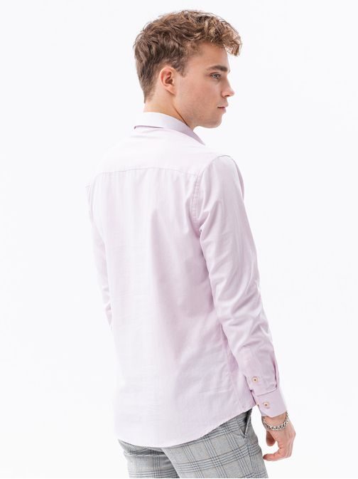 Štýlová ružová košeľa s dlhým rukávom K643