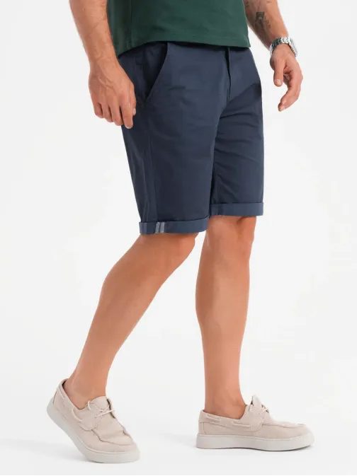 Pánske tmavomodré chinos šortky s lemom V10 SRCS-0197