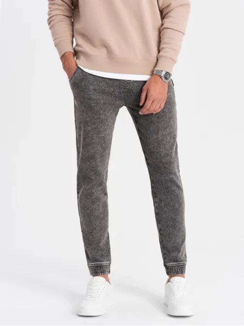 Pánske šedé rifľové joggery V3 PADJ-0133
