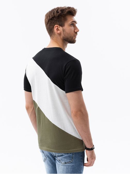Štýlové čierno-olivové tričko S1627