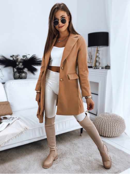 Pohodlný dámsky kamelový kabát Bella