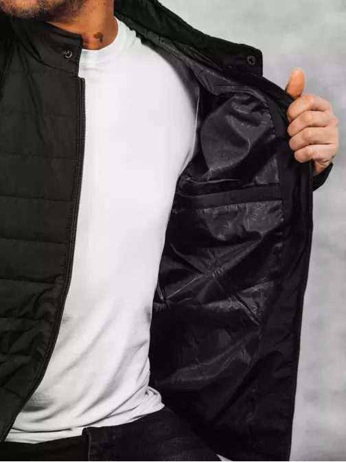 Trendová prešívaná bunda v čiernej farbe
