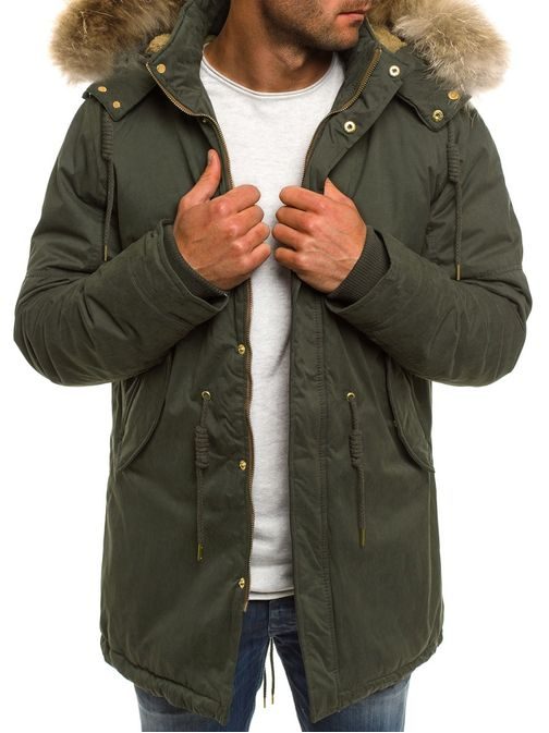 Zimná khaki parka s kapucňou X-FEEL 33183