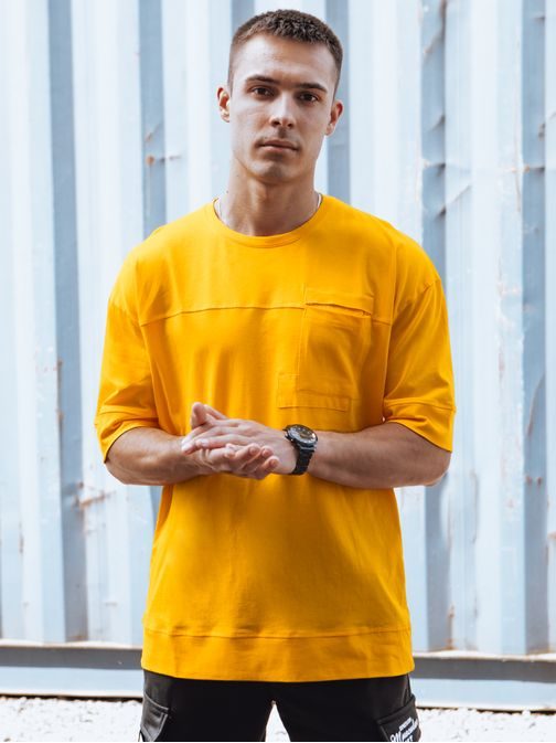 Originálne žlté tričko s ozdobným vreckom
