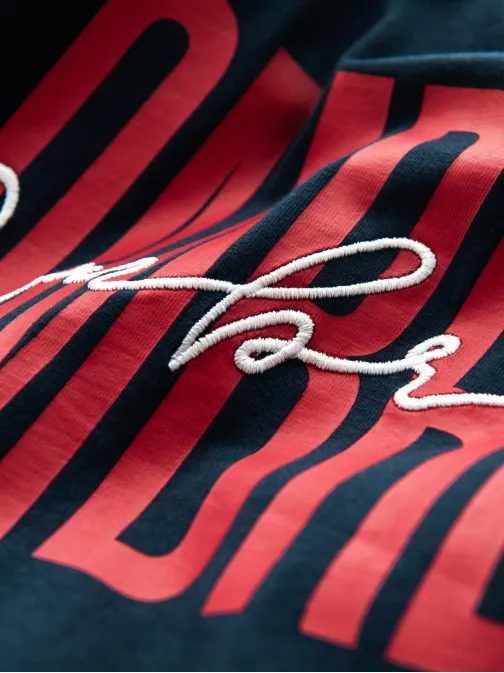 Tmavomodré bavlnené tričko s nápisom OMBRE V3 S2041