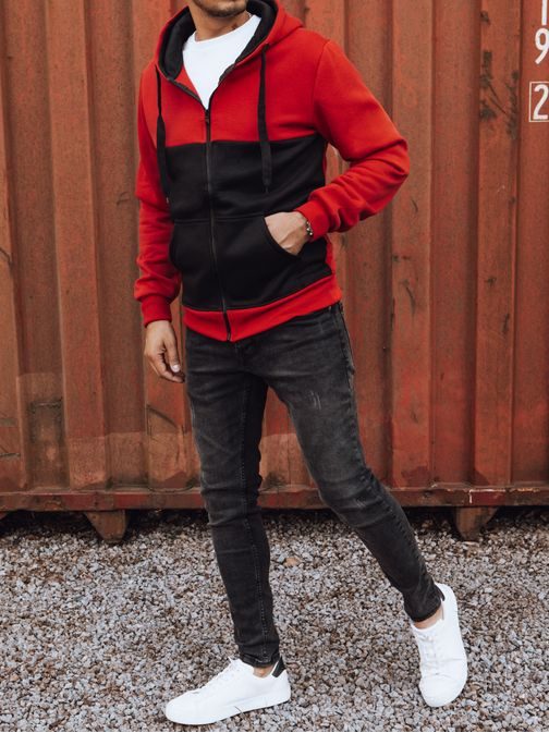 Červená mikina v zaujímavom prevedení na zips