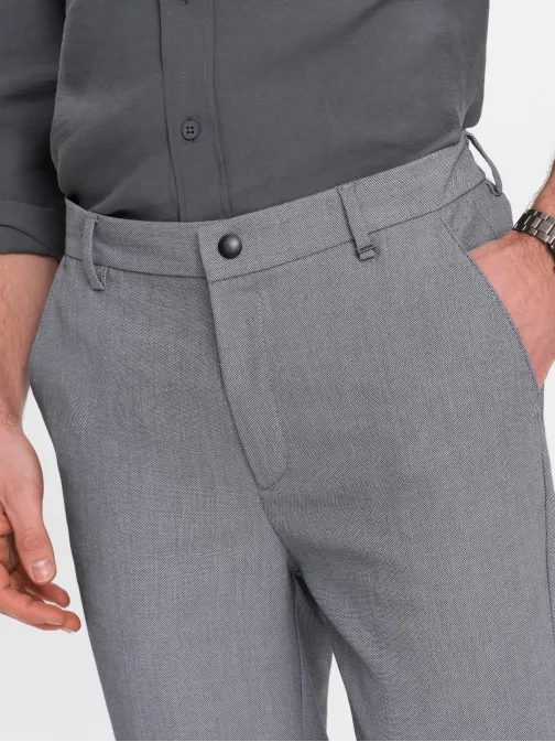 Trendy šedé chinos nohavice s elastickým pásom V2 PACP-0157