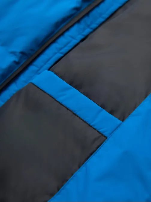 Teplá pánska bunda športového dizajnu v modrej farbe