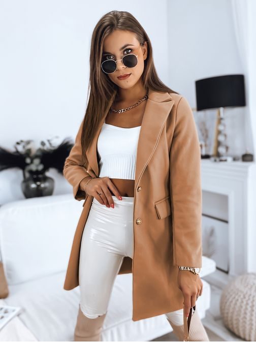 Pohodlný dámsky kamelový kabát Bella