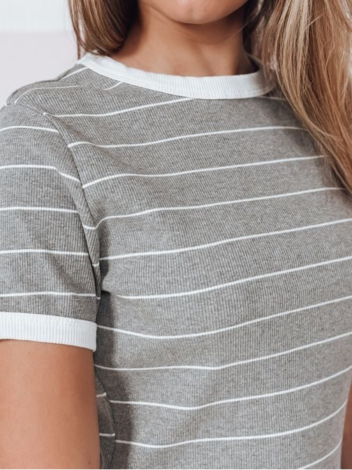 Pohodlné sivé pásikované šaty športového dizajnu FITLINES