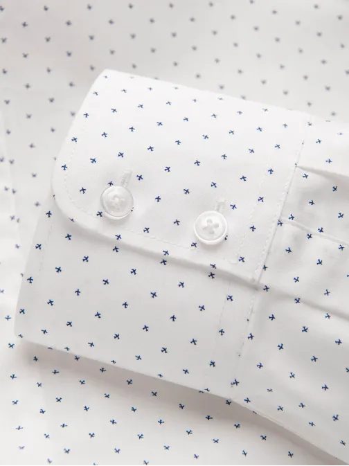 Zaujímavá biela košeľa s trendy vzorom V1 SHCS-0156