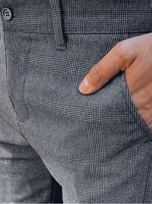Nevšedné grafitové nohavice s károvaným vzorom