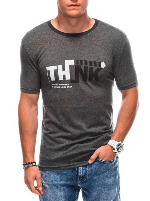 Trendy tmavošedé tričko s nápisom Think S1898