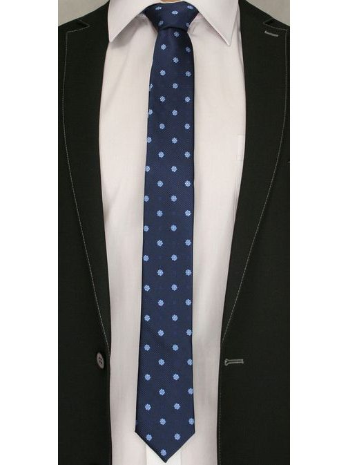 Kvietkovaná modrá kravata