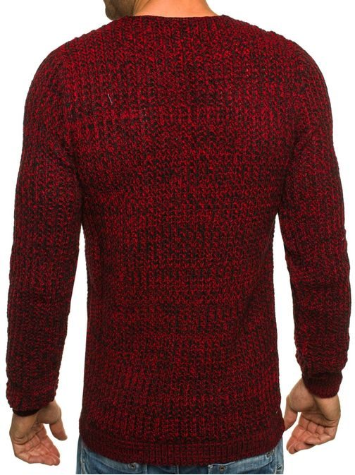 Vášnivý čierno-červený pletený pánsky sveter BLACK ROCK 18027