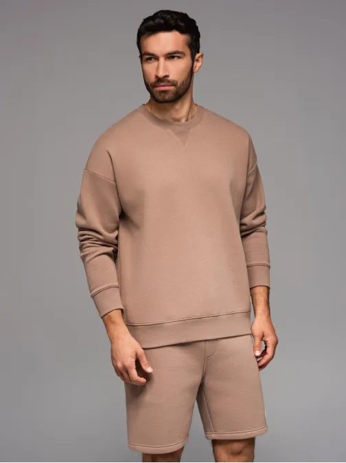 Unisex hnedá športová súprava (mikina+ kraťasy) V16 Z108