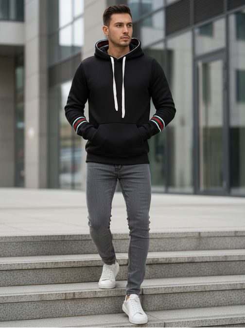 Trendy mikina pre mužov s kapucňou v čiernej farbe