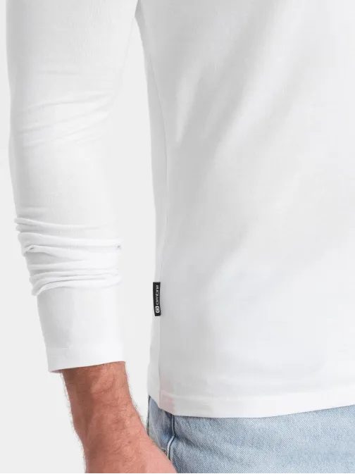 Dvojbalenie bielych tričiek s dlhým rukávom, V-výstrihom a s logom Z103-V4