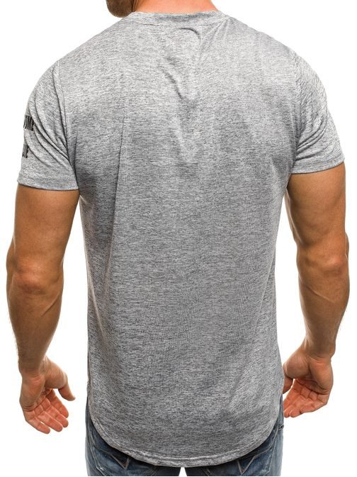 Melanžové šedé tričko s potlačou J.STYLE SS068