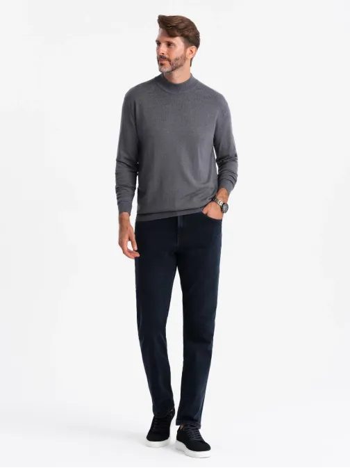 Trendy šedý melírovaný polorolák V3 SWTN-0100