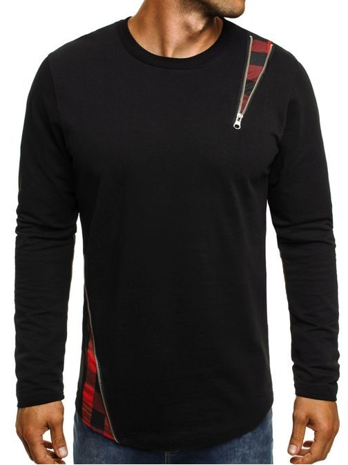 Tričko s dlhým rukávom a károvaným vzorom ATHLETIC 754 čierno-červené