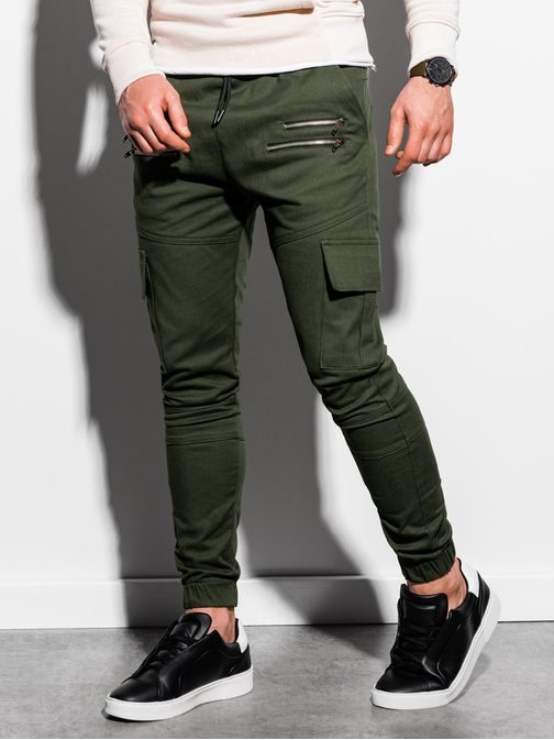 Trendové joggery v khaki farbe P1000