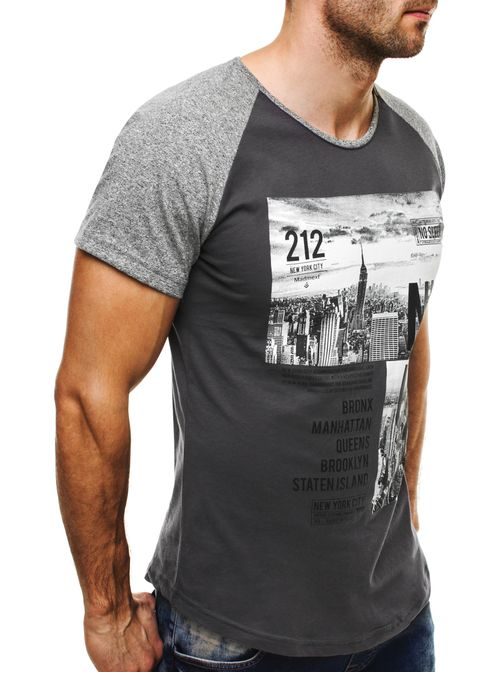 Štýlové grafitové tričko s výraznou potlačou Madmext 1326