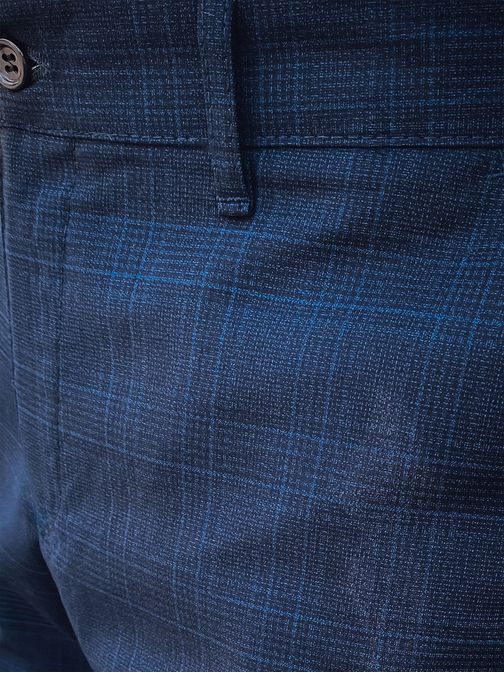 Módne granátové nohavice s károvaným vzorom