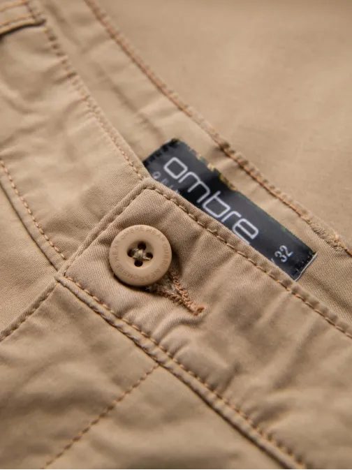 Pánske béžové chinos šortky s lemom V11 SRCS-0197