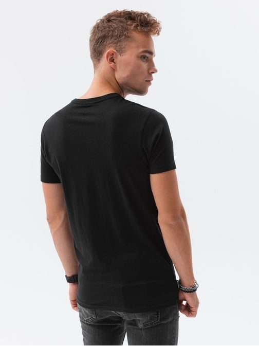 Pohodlné čierne tričko s potlačou Brooklyn S1434 V-19D