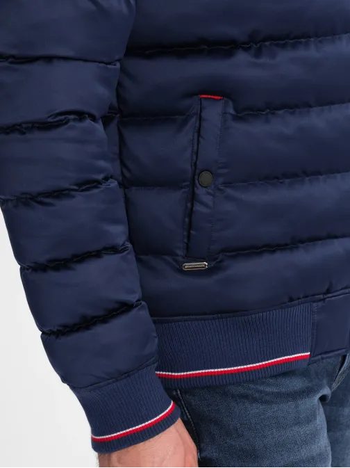 Trendy pánska tmavomodrá bomberka V2 22FW-007