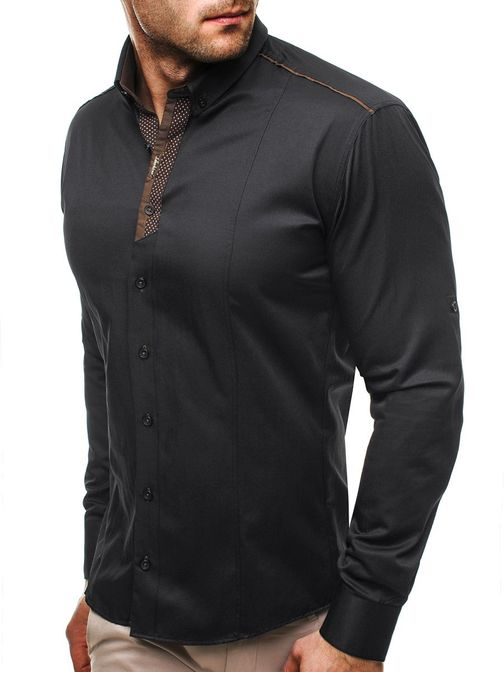 Výrazná čierna košeľa 2228