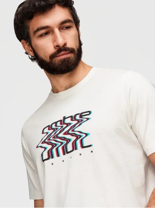 Trendy biele tričko s nápisom v 3D efekte V2 TSPT-0286